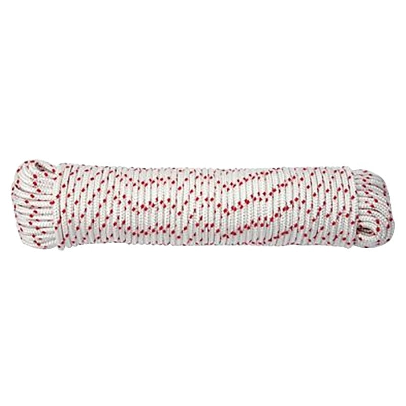 Baron 52012 Rope, 5/16 in Dia, 50 ft L, 180 lb Working Load, Polyester, Red/White