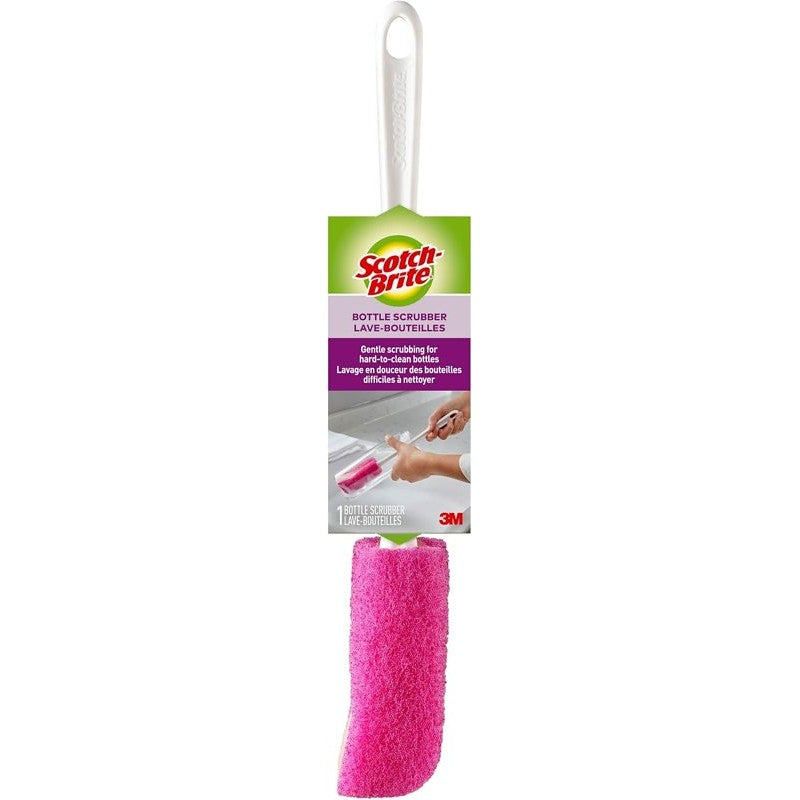 Scotch-Brite 507 Bottle Scrubber, 11.938 in OAL, Comfort Grip Handle, Plastic Handle