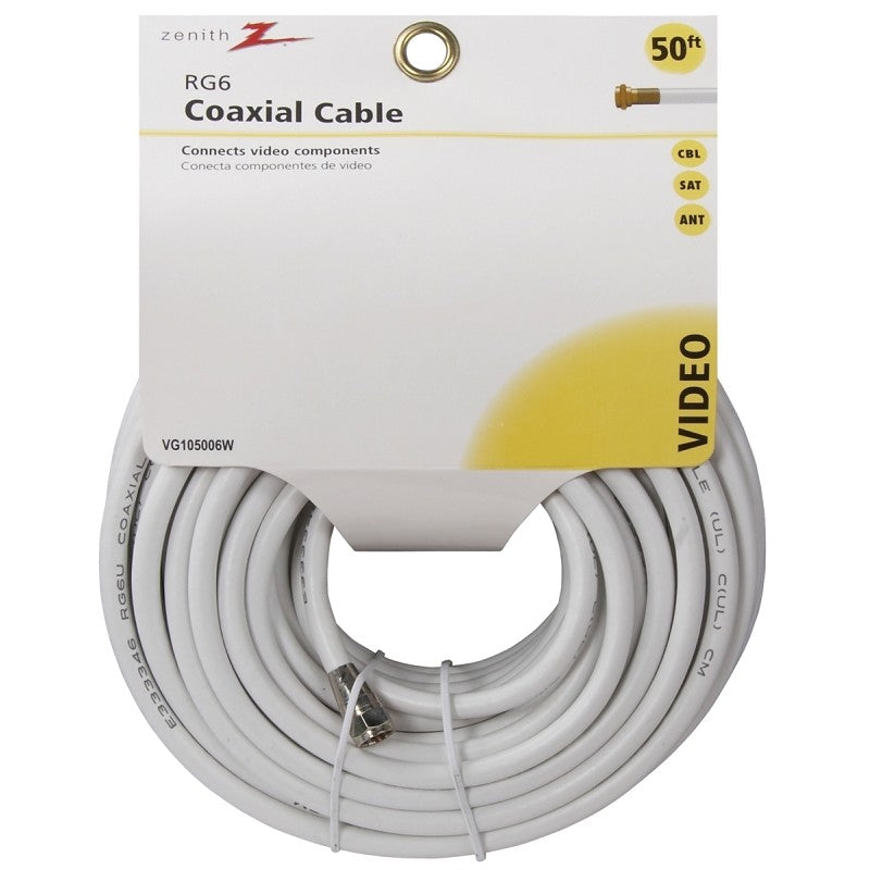 Zenith VG105006W Coaxial Cable, 50 ft L