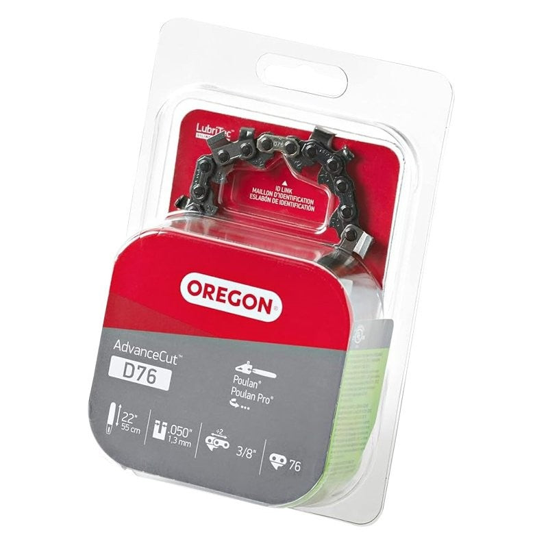 Oregon D76 Chainsaw Chain, 22 in L Bar, 0.05 Gauge, 3/8 in TPI/Pitch, 76-Link