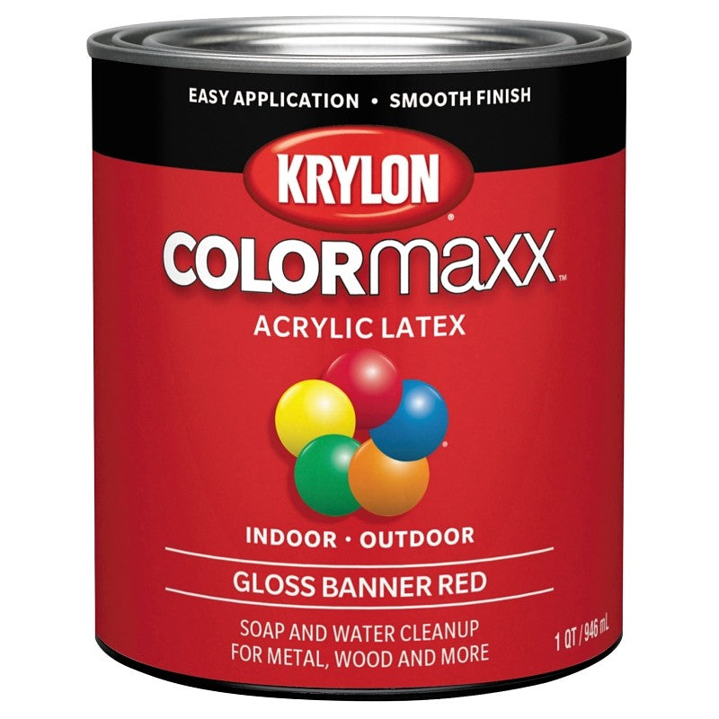 Krylon K05616007 Paint, Gloss, Banner Red, 32 oz, 100 sq-ft Coverage Area