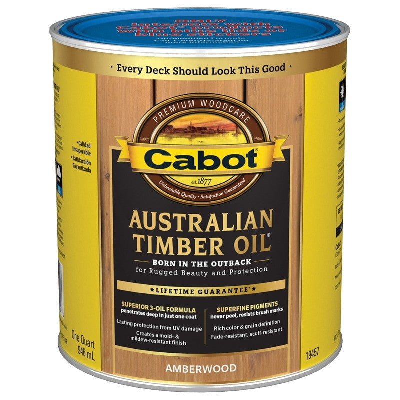 Cabot 19400 Series 140.0019457.005 Australian Timber Oil, Amberwood, Liquid, 1 qt