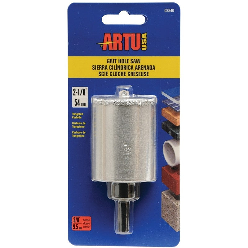 ARTU 02840 Hole Saw, 2-1/8 in Dia, 2-1/4 in D Cutting, 5/8-18 Arbor, Tungsten Carbide Cutting Edge
