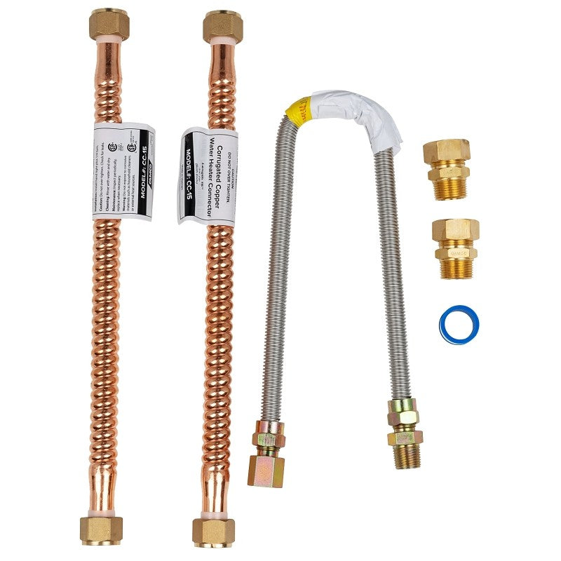 Camco USA 10183 Connector Kit, Copper, Includes: (1) Roll of PTFE Tape, (2 )3/4 in NPT Compression Adapters