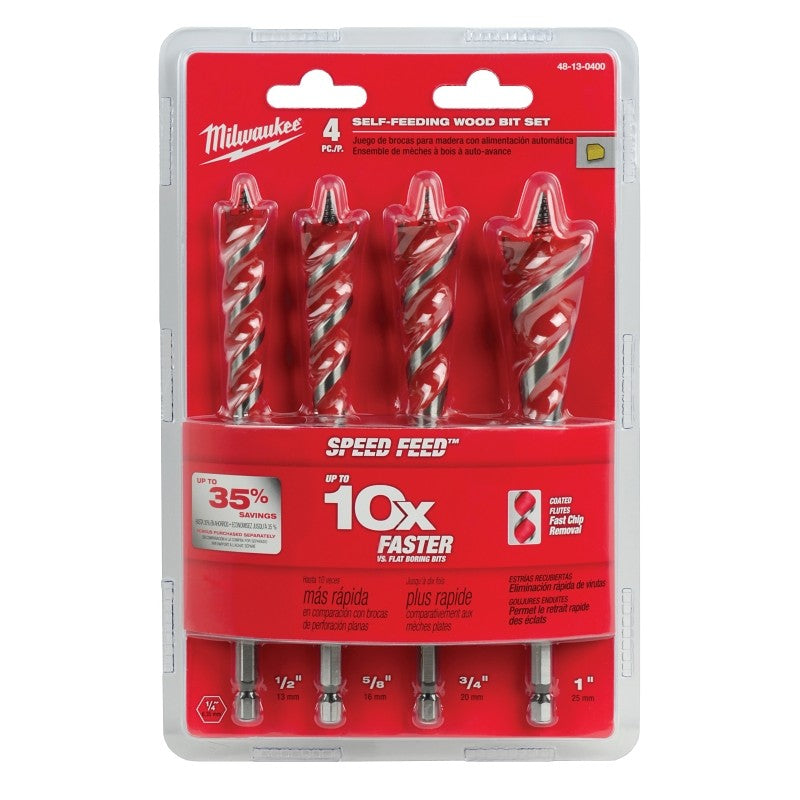 Milwaukee 48-13-0400 Wood Bit Set, Steel, Bright