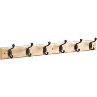 Coat & Hat Hook Rail 27 Inch 6 Oil Rubbed Bronze Hooks Natural Finish Rail