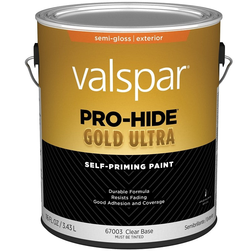 Valspar Pro-Hide Gold Ultra 6700 028.0067003.007 Latex Paint, Acrylic Base, Semi-Gloss Sheen, Clear Base, 1 gal (Pack of 4)