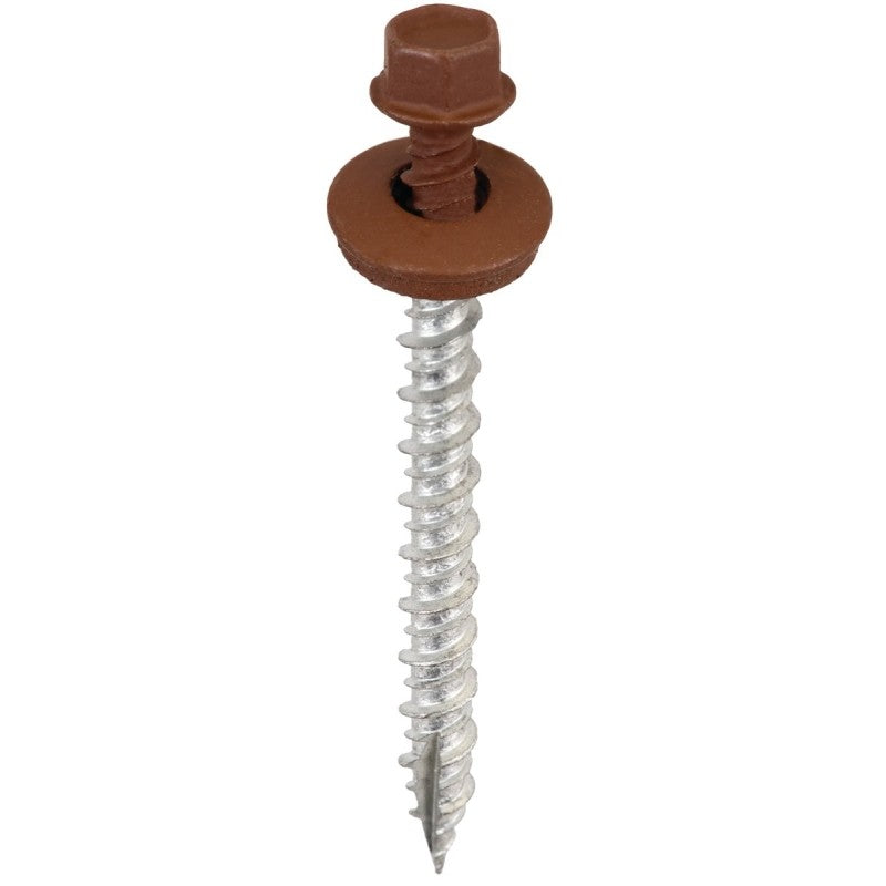 Acorn International SW-MW2BN250 Screw, #9 Thread, High-Low, Twin Lead Thread, Hex Drive, Self-Tapping, Brown, 250/BAG