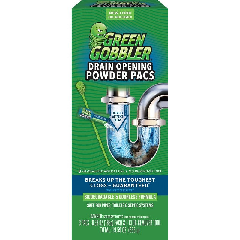 Green Gobbler GGDC3SEMR Drain Opening Pacs, Powder, Off-White, 8.25 oz Pack