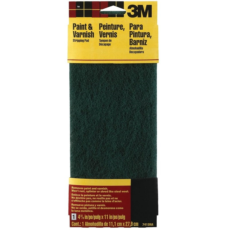 3M 7413 Stripping Pad, 11 in L, 4-3/8 in W, Coarse