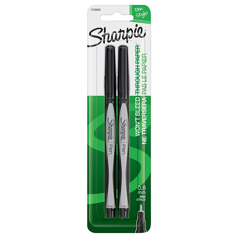Sharpie 1742659 Premium Non-Toxic Pen, 0.3 mm Tip, Fine Tip, Black Ink, Soft Grip (Pack of 6)