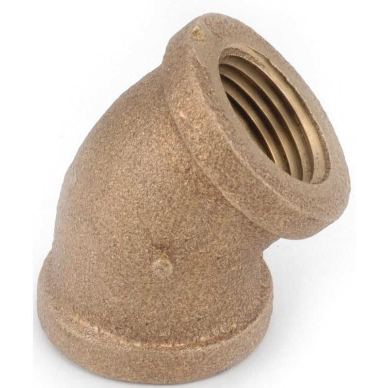 Anderson Metals 738107-08 Pipe Elbow, 1/2 in, FIP, 45 deg Angle, Brass, Rough, 200 psi Pressure