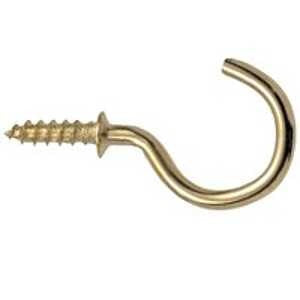 OOK 50351 Cup Hook, 7/8 in L, Brass (Pack of 12)