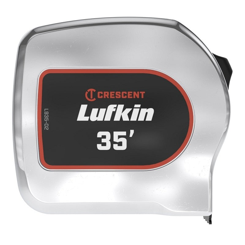 Crescent Lufkin Chrome Power Tape Series L935-02 Tape Measure, 35 ft L Blade, 1-1/8 in W Blade