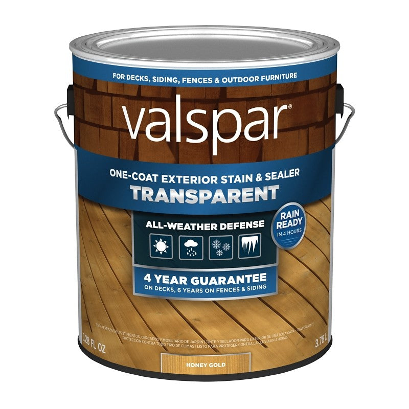 Valspar VL1028072-16 Stain and Sealer, Transparent, Honey Gold, Liquid, 1 gal (Pack of 4)