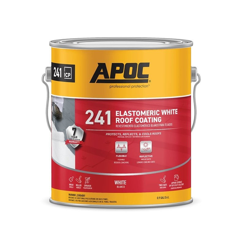 APOC AP-241 Series AP-2411 Elastomeric Roof Coating, White, 1 gal, Pail, Liquid (Pack of 4)