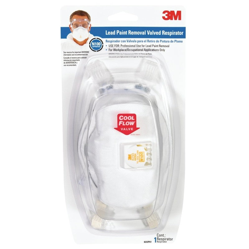 3M TEKK Protection 8233PA1-A/R-8833 Disposable Valved Respirator, N100 Filter Class, White