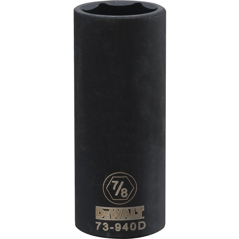 DEWALT DWMT73940OSP Impact Socket, 7/8 in Socket, 1/2 in Drive, 6-Point, CR-440 Steel, Black Oxide