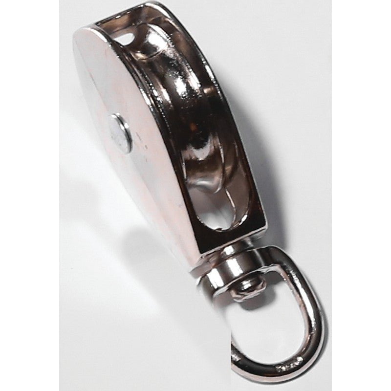 Baron 0173ZD-1-1/2 Rope Pulley, Single Swivel Eye, 5/8 in Dia Eye, 5/16 in Rope, 1-1/2 in Sheave, Cadmium