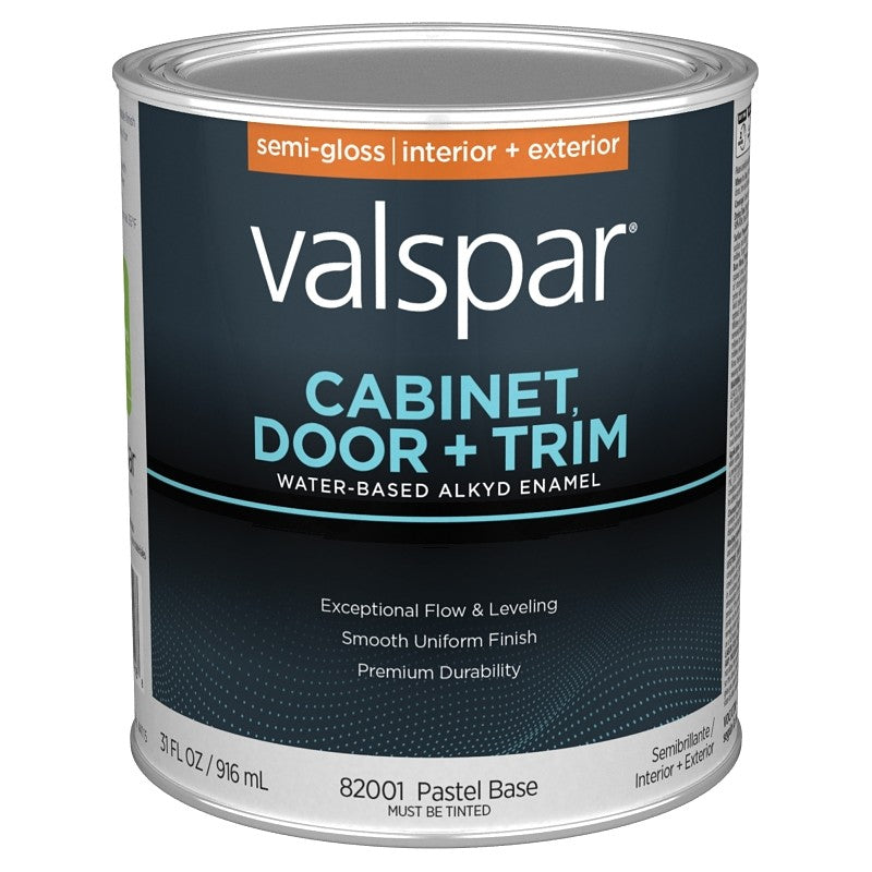 Valspar 8200 028.0082001.008 Cabinet, Door and Trim Paint Enamel, Water Base, Semi-Gloss Sheen, Pastel Base, 5 gal