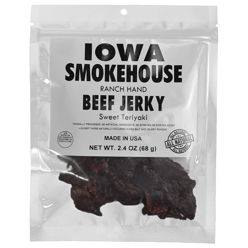 Iowa Smokehouse is-rh2jt-m Snacks, Beef Jerky Sweet Teriyaki, 2.4 oz, Bag (Pack of 8)