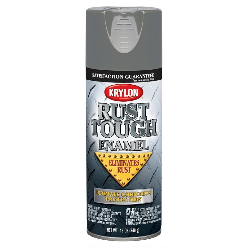 Krylon Rust Tough K09206007 Rust Preventative Spray Paint, Gloss, Battleship Gray, 12 oz, Can