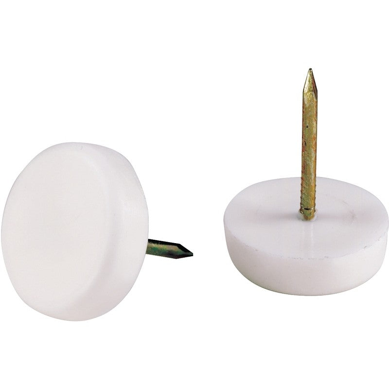 Shepherd Hardware 9143 Tack Furniture Glide, Round, 5/8 in Dimensions, Plastic, White, 4/PK (Pack of 6)