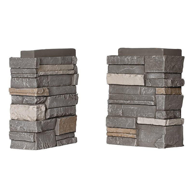 DuraKwik Stone 310SNC Siding Corner, 13 in L, 10 in W, 4 in Thick, Interlocking Edge, Stacked Stone Profile