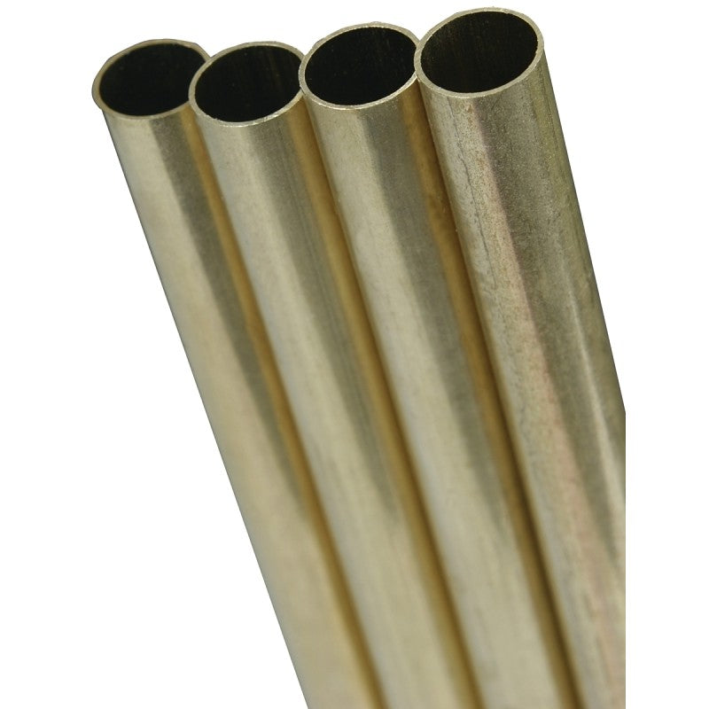 K & S 1148 Decorative Metal Tube, Round, 36 in L, 7/32 in Dia, 0.014 in Wall, Brass (Pack of 6)