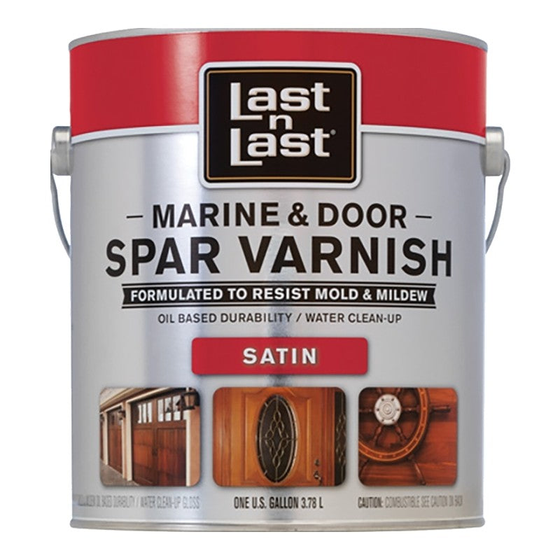 Last n Last 94101 Marine and Door Spar Varnish, Satin, Amber, Liquid, 1 gal (Pack of 2)