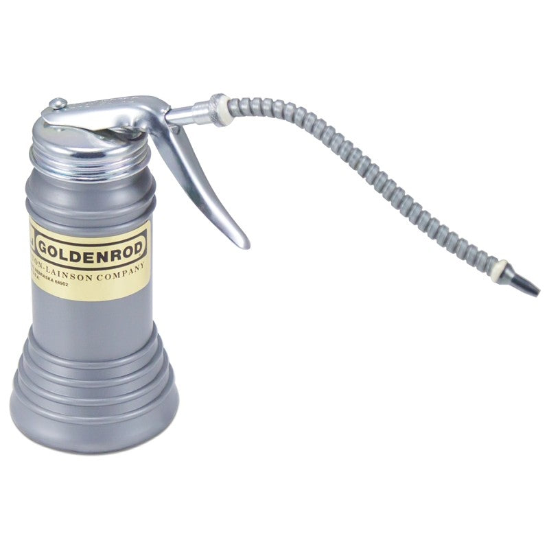 DL Goldenrod 606S Pistol Pump Oiler, 6 oz Capacity, Flexible Spout, Plastic, Gray