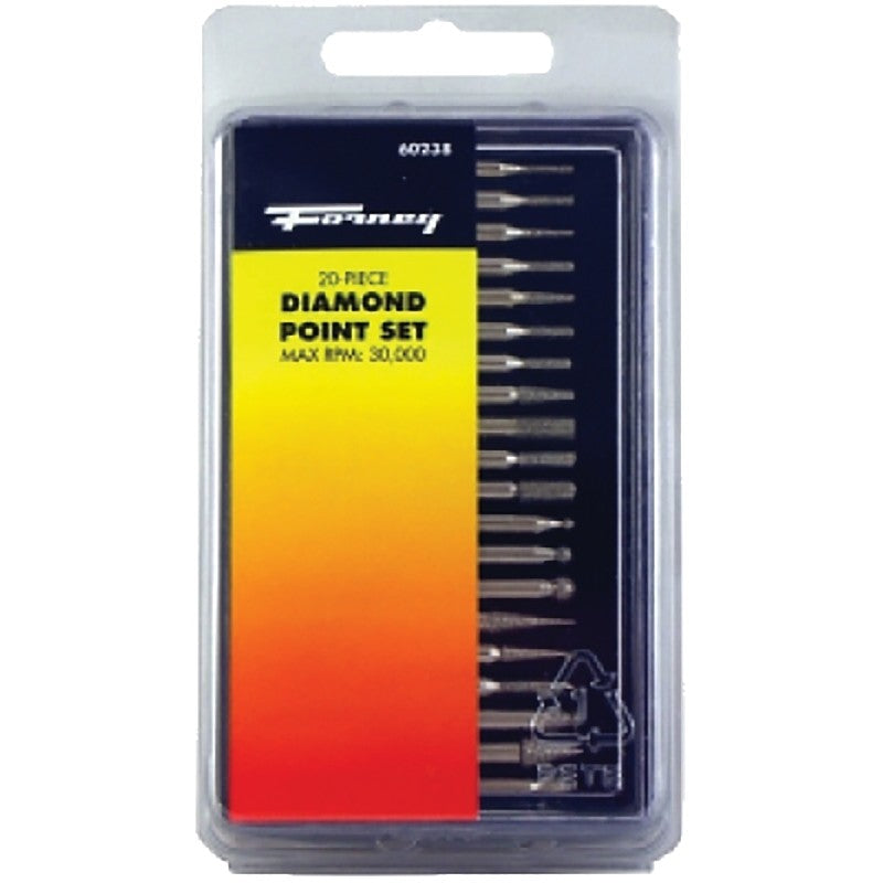 Forney 60238 Point Set, 1/8 in Dia Shank, Diamond