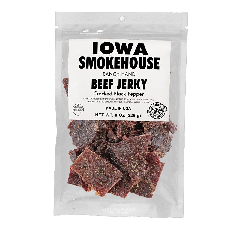 Iowa Smokehouse IS-RH8JP-6CT Beef Jerky, Cracked Black Pepper, 8 oz, 6 CS (Pack of 6)