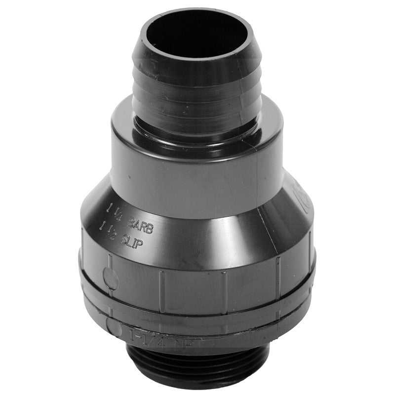 Superior Pump 99507/SC125B Check Valve, 1-1/2 x 1-1/4 in, MPT x Barb, 25 psi Pressure, ABS Body
