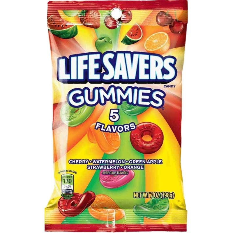 Lifesavers 402254 Gummi Candy, Cherry, Green Apple, Orange, Strawberry, Watermelon, 7 oz (Pack of 12)