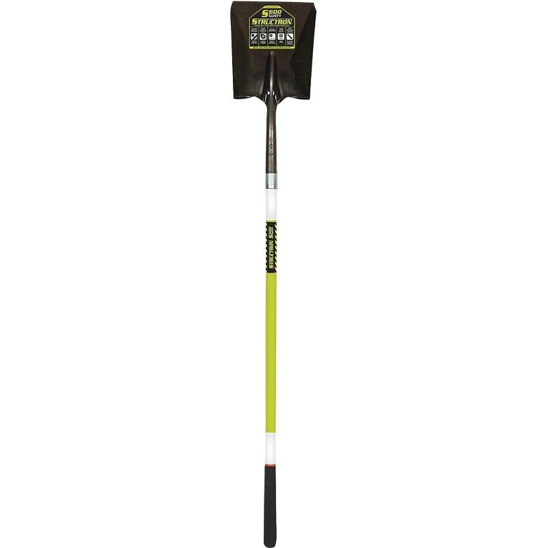 Structron 49751 Square Point Shovel, 9-1/2 in W Blade, 14 ga Gauge, Steel Blade, Fiberglass Handle, 48 in L Handle
