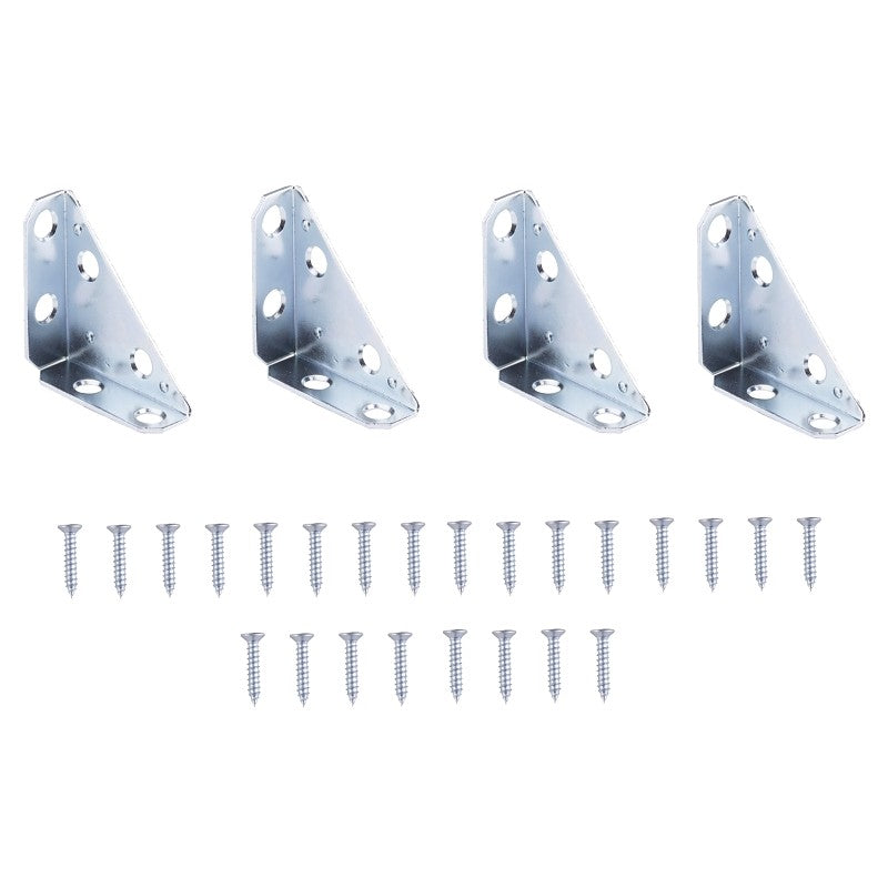 ProSource 22490ZCB-PS Corner Brace, 2 in L, 2 in W, 21/32 in H, Steel, Zinc-Plated, 1.5 mm Thick Material