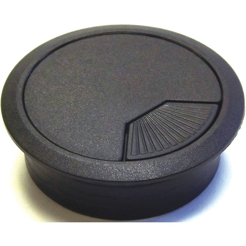 Jandorf 61610 Desk Grommet, 2-3/8 in Dia Cable, ABS, Black