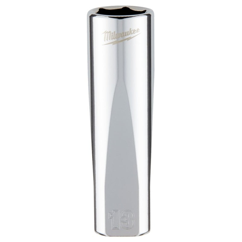 Milwaukee 45-34-0013 Drive Socket, 13 mm Socket, 3/8 in Drive, 6-Point, Vanadium Steel, Chrome