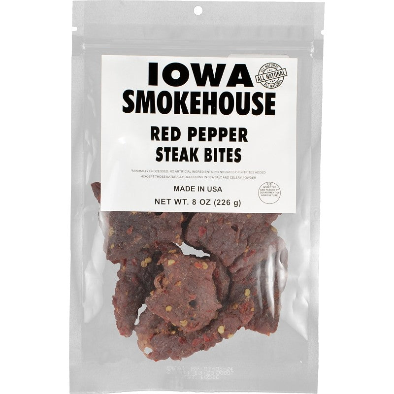 Iowa Smokehouse IS-SBRP-6CT Steak Bites, Red Pepper, 8 oz Resealable Bag