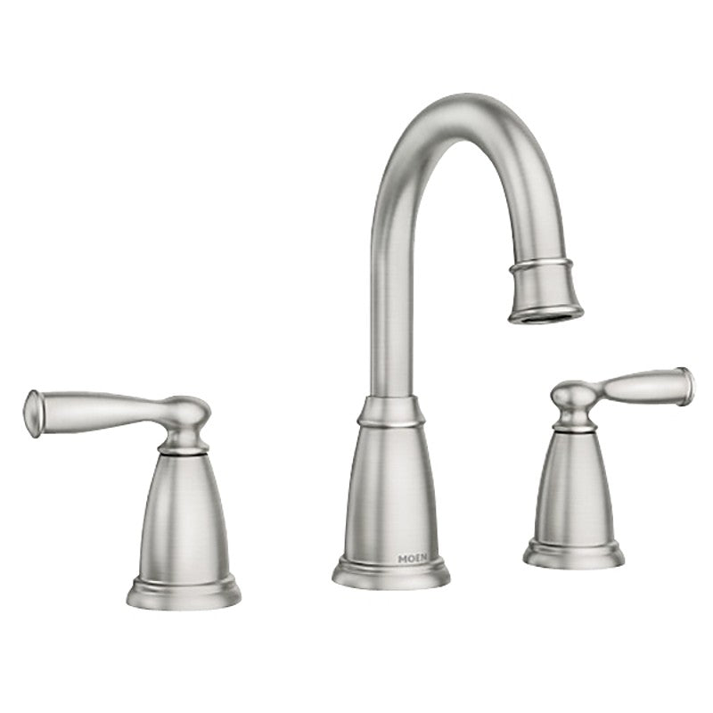 Moen Banbury 84947SRN Widespread Bathroom Faucet, 1.2 gpm, 2-Handle, 3-Faucet Hole, Metal, Brushed Nickel
