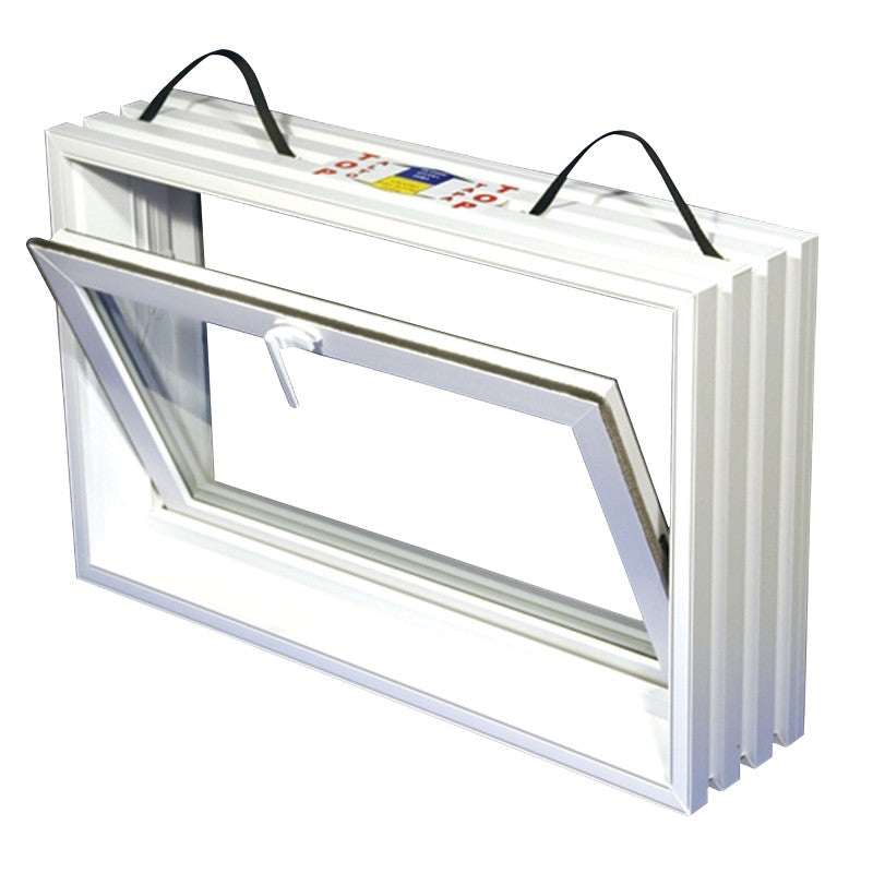 Duo-Corp 3220HOPF8 Hopper Basement Window, 7-7/8 in W Actual, 20 in H Actual, Glass Glass/Screen, Vinyl Frame