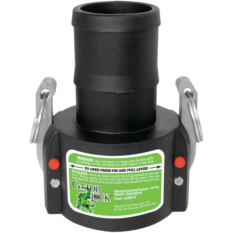 Green Leaf GLP 200 C Cam Lever Coupling, Female x Hose Barb, Glass Filled Polypropylene