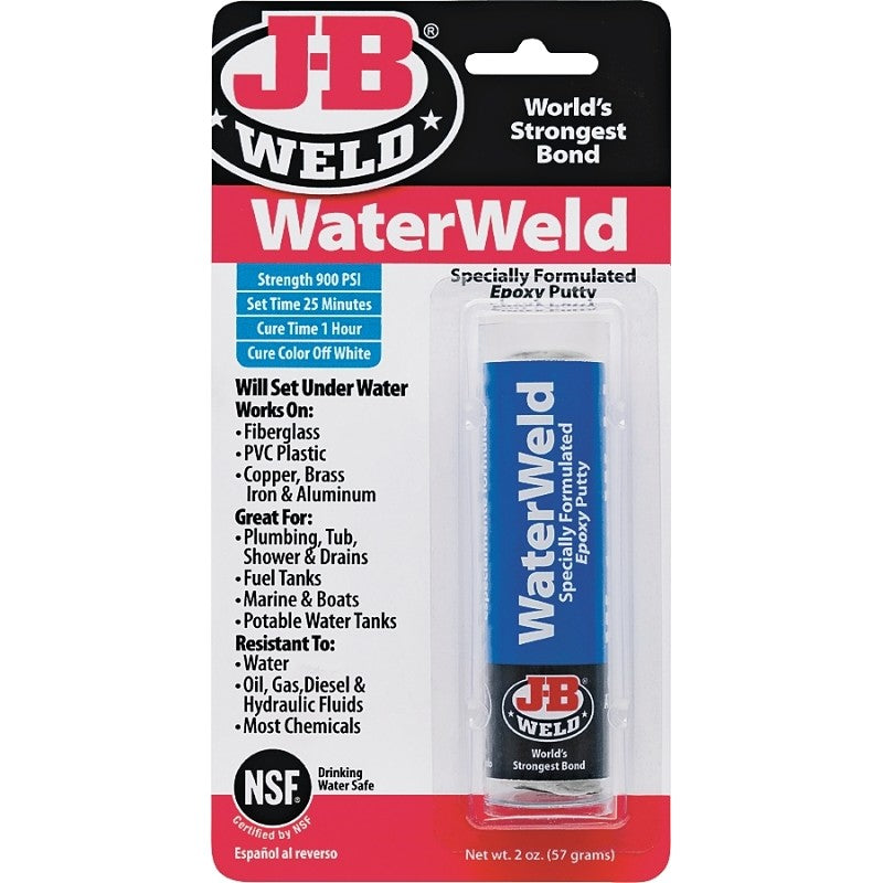 J-B Weld 8277 Epoxy Putty, White, Solid, 2 oz, Stick Pack