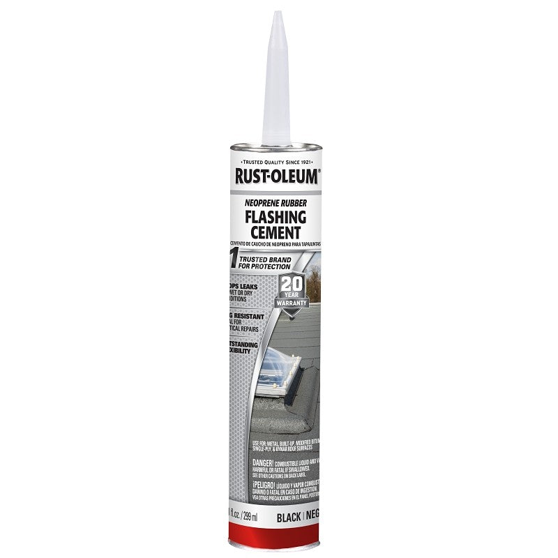 Rust-Oleum 301823 Neoprene Rubber Flashing Cement, Black, Liquid, 10.1 oz, Cartridge