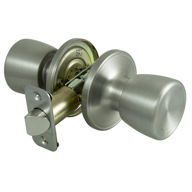 ProSource TS630BRA4V Passage Knob, Metal, Stainless Steel, 2-3/8 to 2-3/4 in Backset, 1-3/8 to 1-3/4 in Thick Door