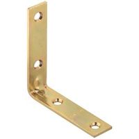 Corner Braces 2-1/2 By 5/8 By 0.10 Inch Brass Finish Steel 4 Pack