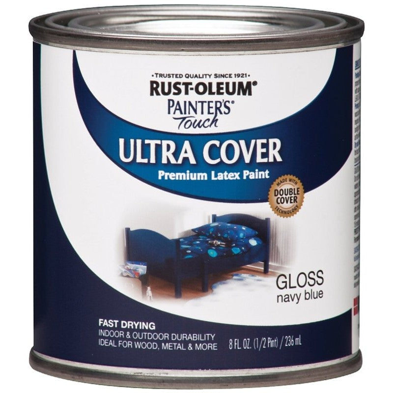 Rust-Oleum 1922730 Enamel Paint, Water, Gloss, Navy Blue, 0.5 pt, Can, 120 sq-ft Coverage Area