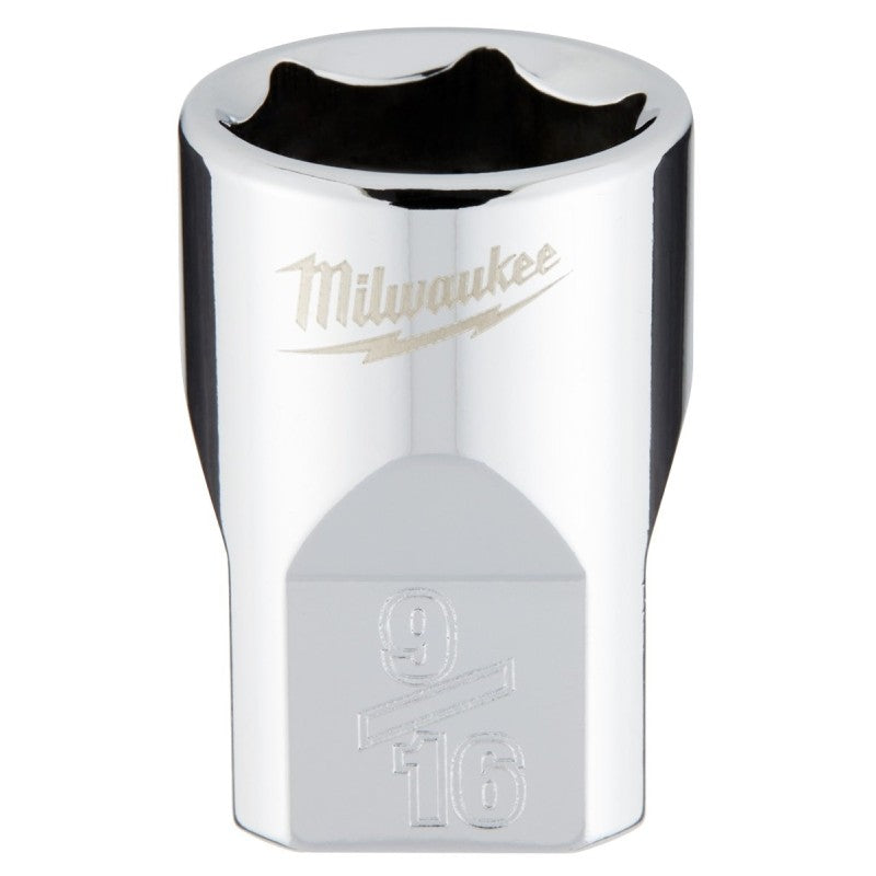 Milwaukee 45-34-9065 Socket, 9/16 in Socket, Standard Socket, 3.543 in OAL, 3/8 in Drive, 6-Point, Chrome