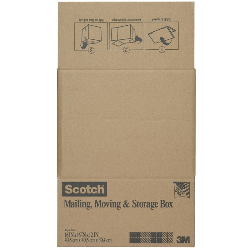 Scotch 8016.2FB Folded Box, L, 16 in L, Brown